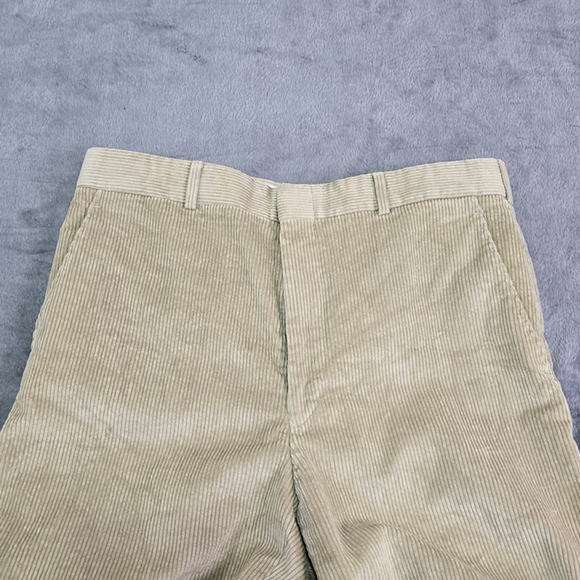 Vintage LL Bean Corduroy Pants Mens 34 Beige Pleated Wide Wale USA - Picture 6 of 12